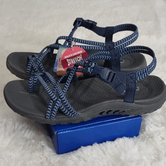 Skechers Blue Strappy Sandals, Size 10 - Picture 1 of 17
